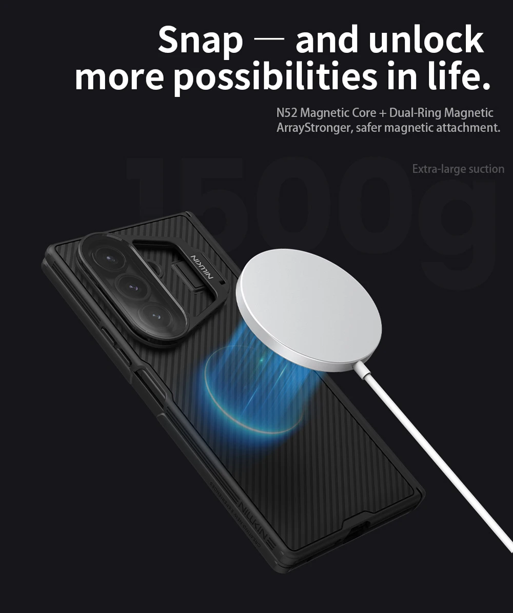 خرید گارد مگنتی کمرا استند شیشه‌ای Samsung Galaxy Z Fold 7 مارک نیلکین مدل Camshield Prop