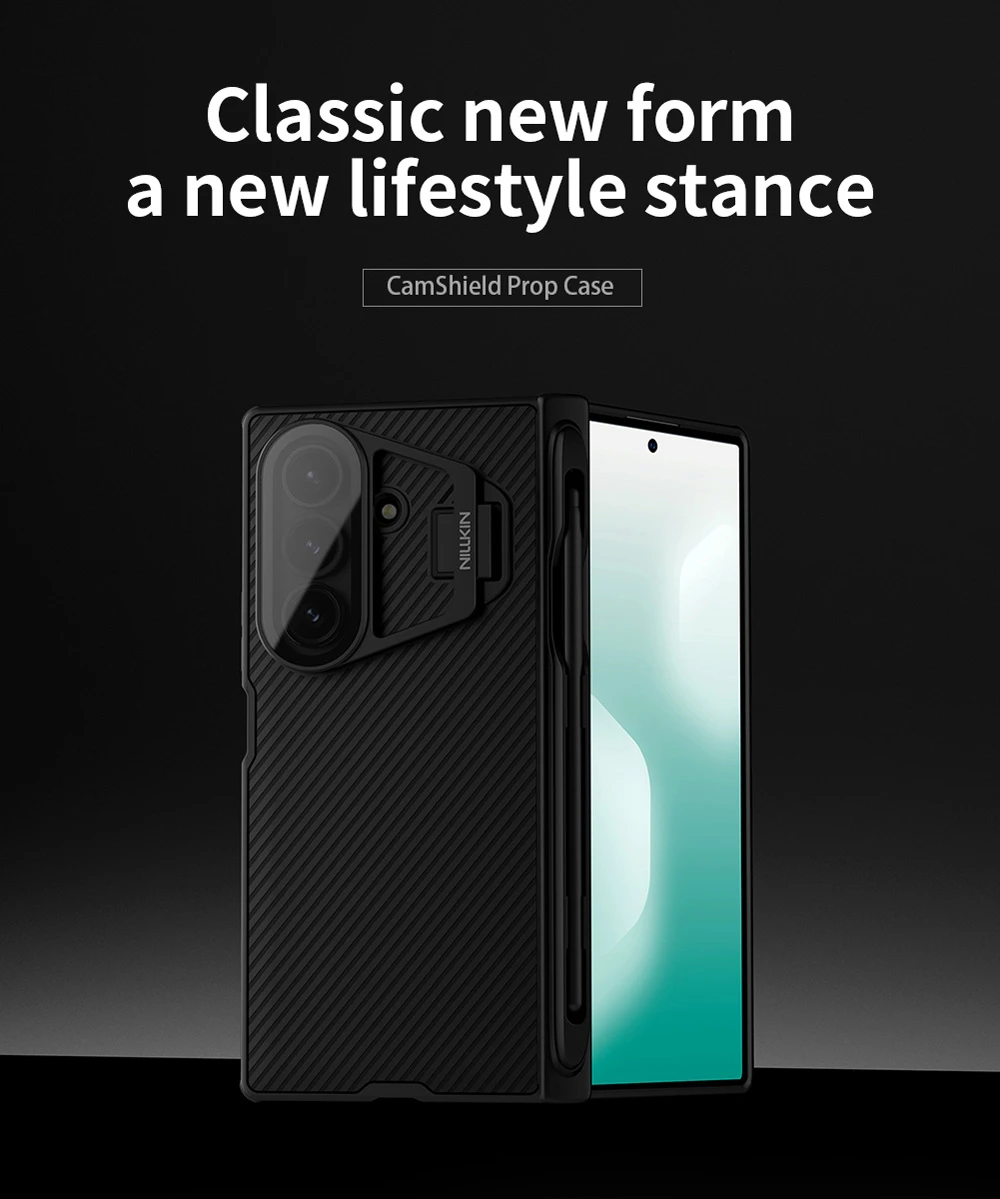 خرید گارد کمرا استند شیشه‌ای قلم دار Samsung Galaxy Z Fold 7 مارک نیلکین مدل Camshield Prop
