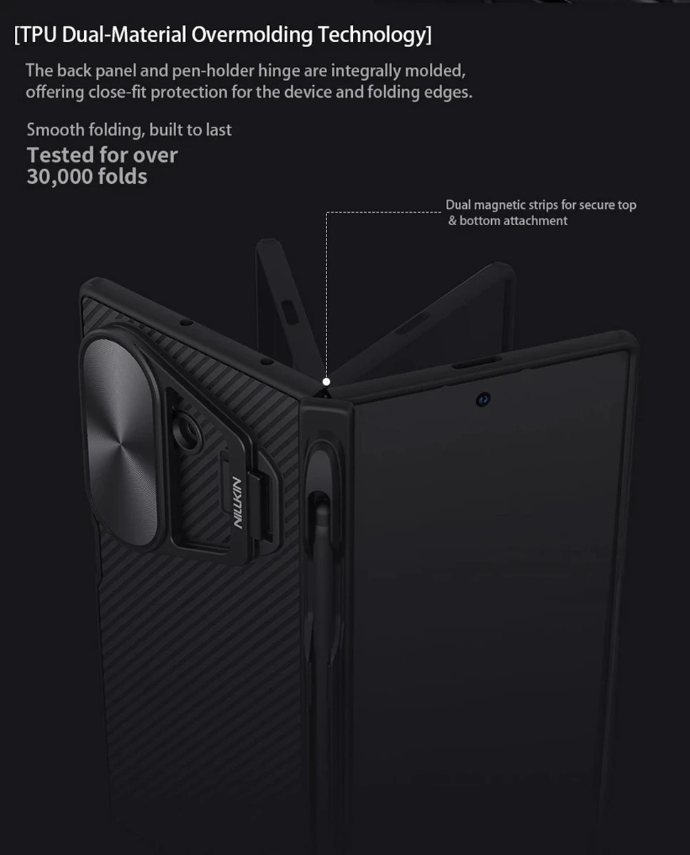 خرید گارد کمرا استند فلزی قلم دار Samsung Galaxy Z Fold 7 مارک نیلکین مدل Camshield Prop