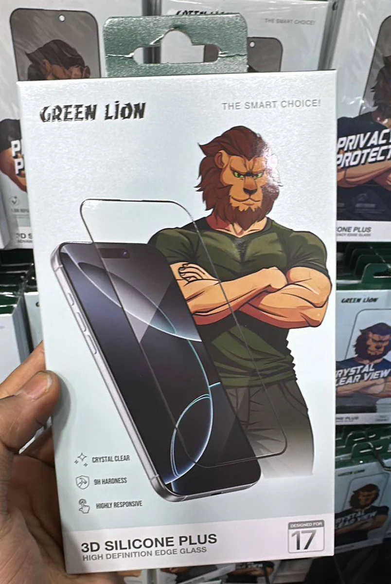 خرید گلس شفاف سیلیکون پلاس iPhone 17 برند Green Lion مدل 3D Silicone Plus