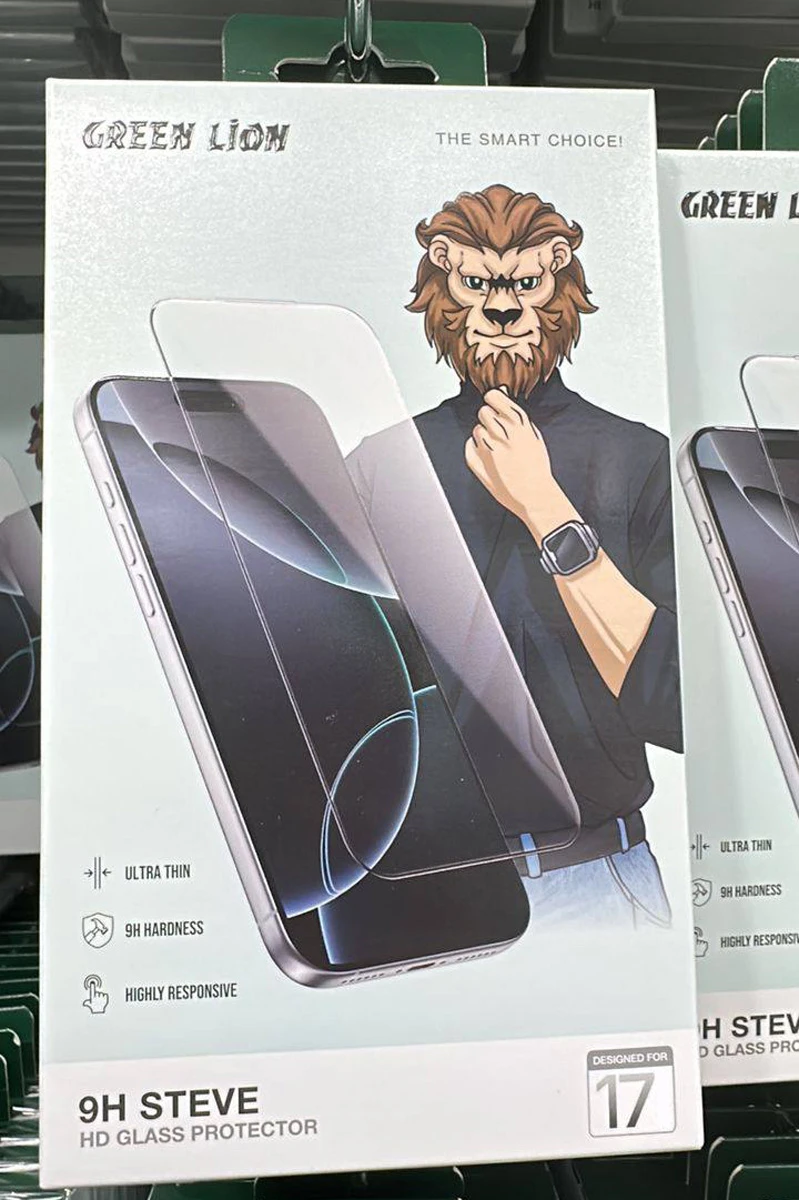 خرید گلس شیشه ای iPhone 17 مارک Green Lion مدل 9H Steve HD