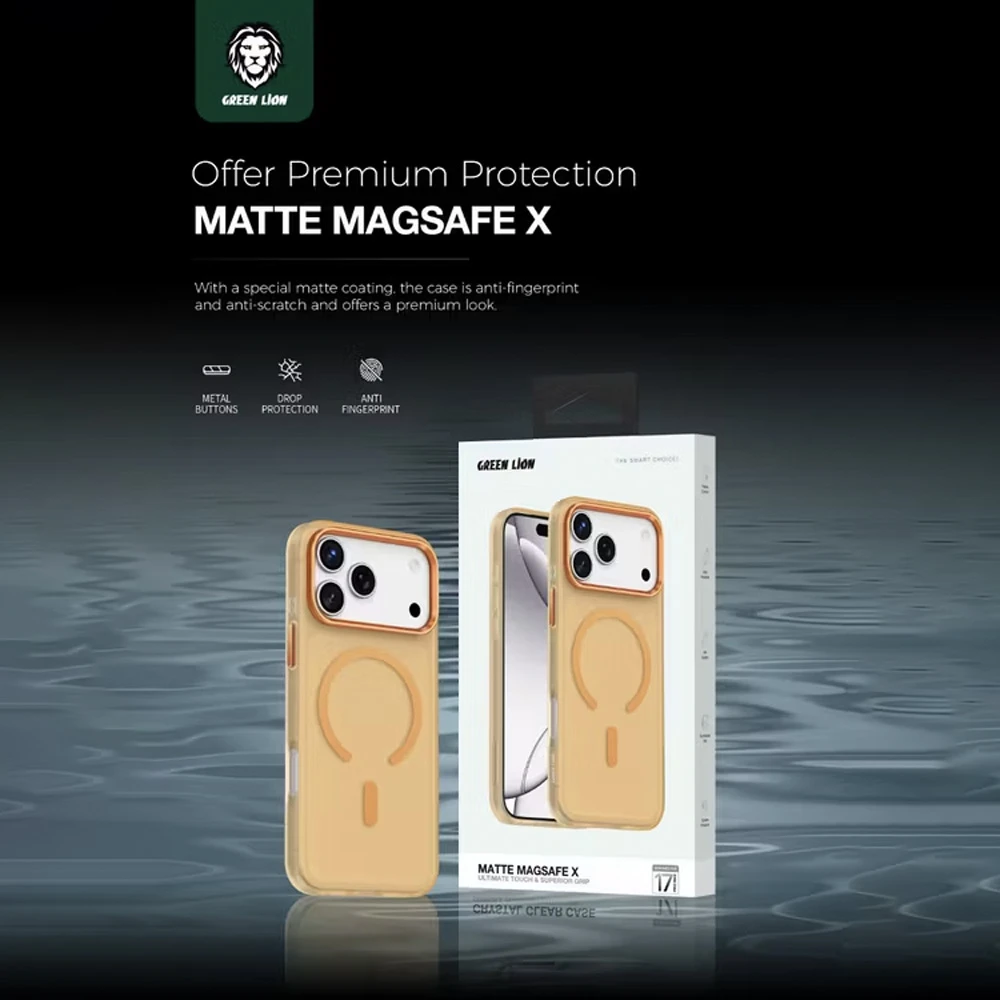 قاب مات مگ سیف iPhone 17 Pro Max مدل Matte Magsafe X مارک Green Lion