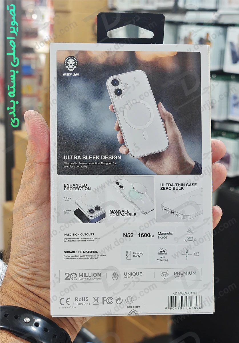 خرید قاب مگ سیف Delgado تمام شفاف iPhone 17 مارک Green Lion