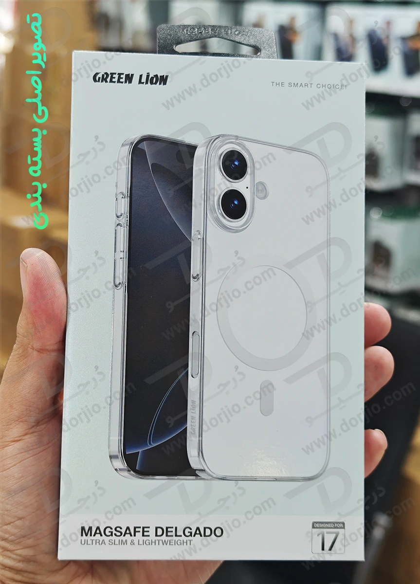خرید قاب مگ سیف Delgado تمام شفاف iPhone 17 مارک Green Lion