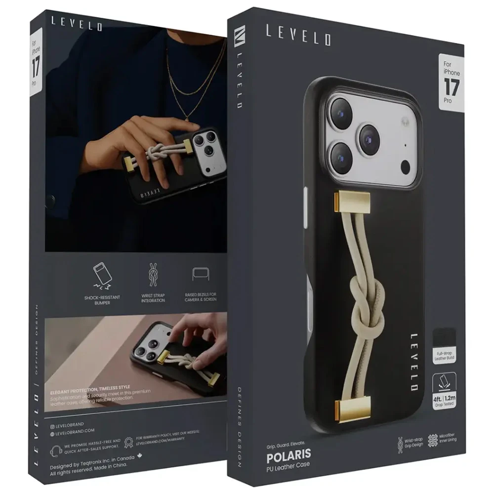 قاب چرمی بند دار iPhone 17 Pro Max مدل Polaris مارک Levelo