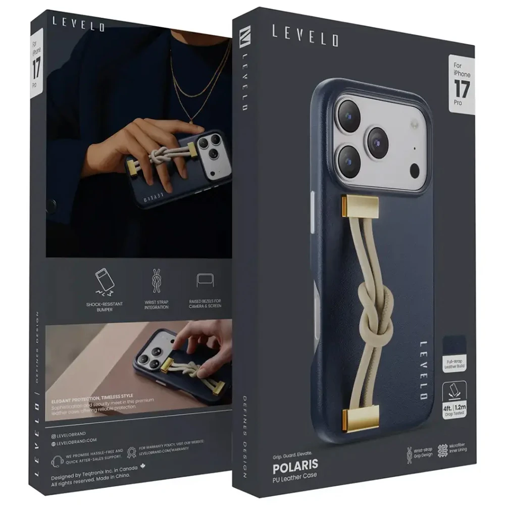 قاب چرمی بند دار iPhone 17 Pro Max مدل Polaris مارک Levelo