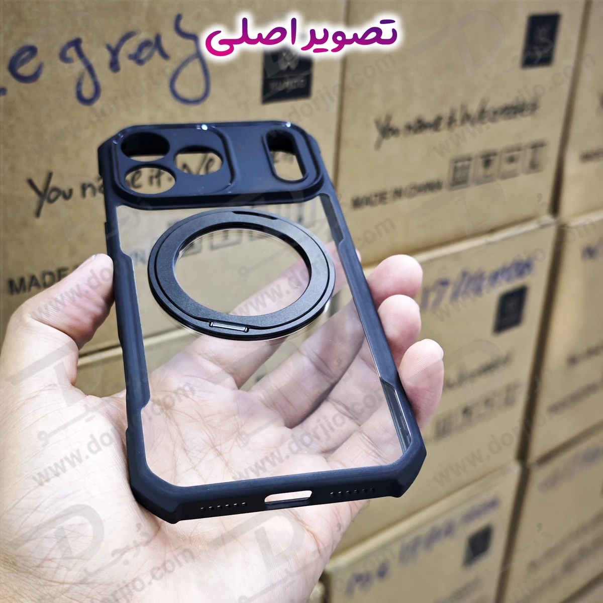 گارد شفاف رینگ استند 360 درجه مگ سیف iPhone 17 Pro Max مارک XUNDD سری Beatle Rotatable گارد شفاف رینگ استند 360 درجه مگ سیف iPhone 17 Pro Max مارک XUNDD سری Beatle Rotatable