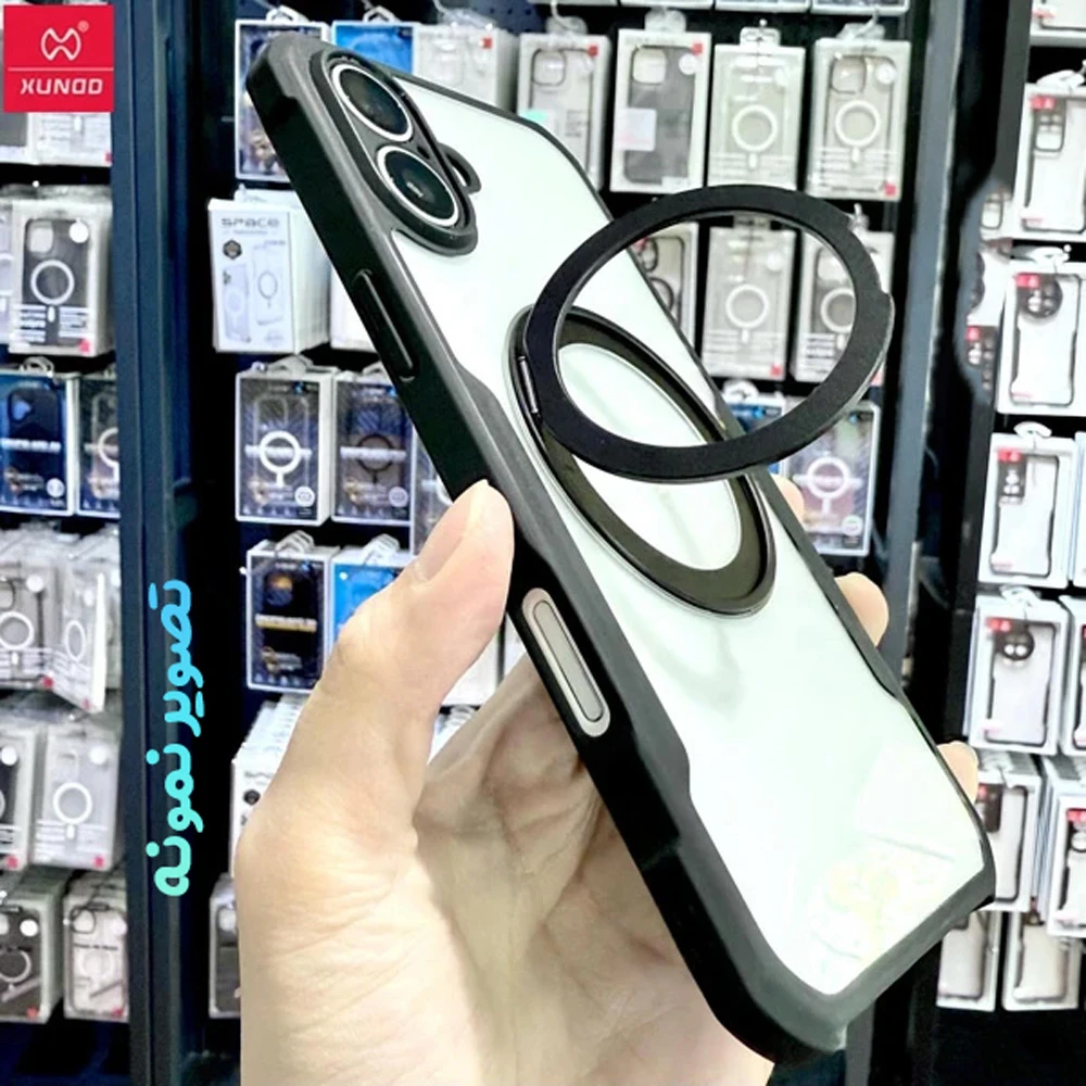 گارد شفاف رینگ استند 360 درجه مگ سیف iPhone 17 مارک XUNDD سری Beatle Rotatable