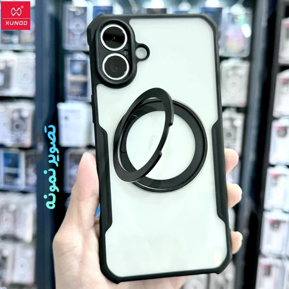 گارد شفاف رینگ استند 360 درجه مگ سیف iPhone 17 مارک XUNDD سری Beatle Rotatable