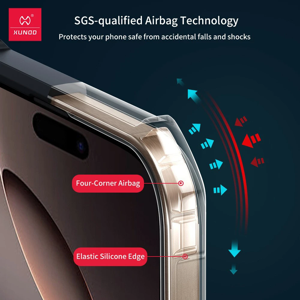 گارد شفاف رینگ استند 360 درجه مگ سیف iPhone 17 مارک XUNDD سری Beatle Rotatable