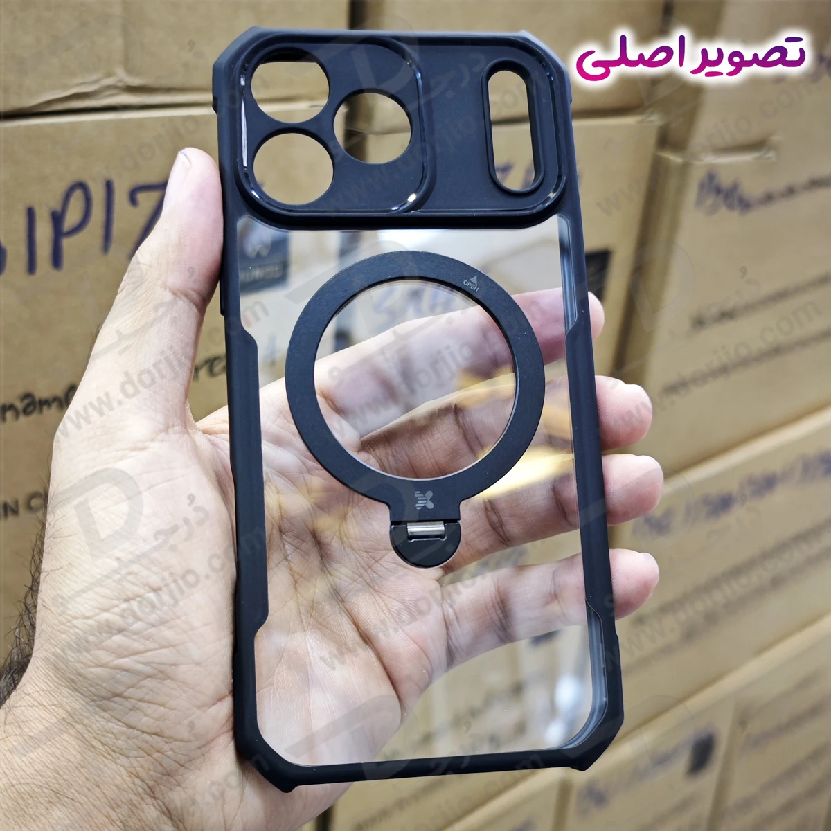 خرید گارد شفاف رینگ استند مگ سیف iPhone 17 Pro Max مارک XUNDD سری Beatle Holder