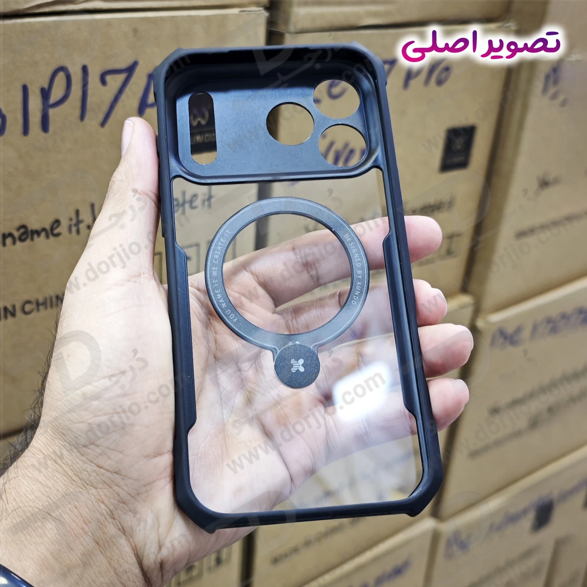 خرید گارد شفاف رینگ استند مگ سیف iPhone 17 Pro Max مارک XUNDD سری Beatle Holder
