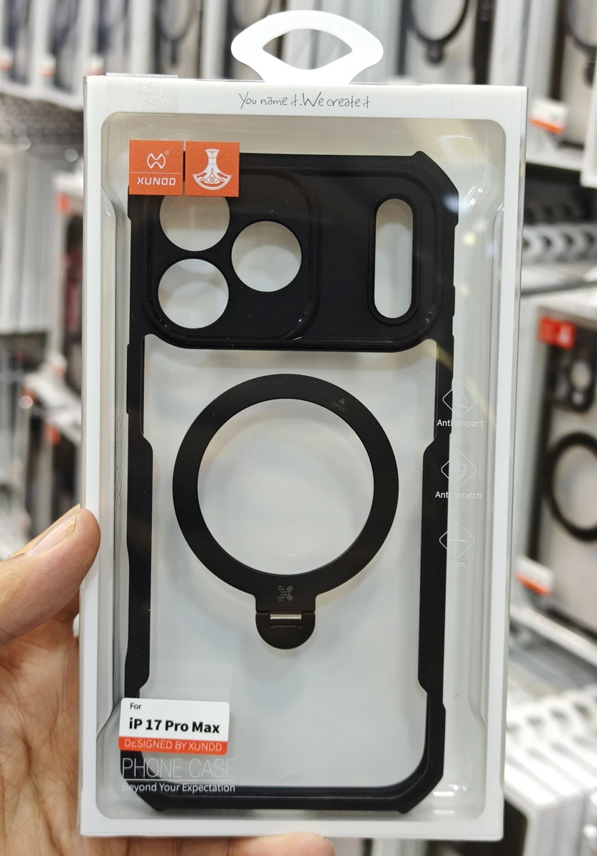 گارد شفاف رینگ استند مگ سیف iPhone 17 Pro Max مارک XUNDD سری Beatle Holder