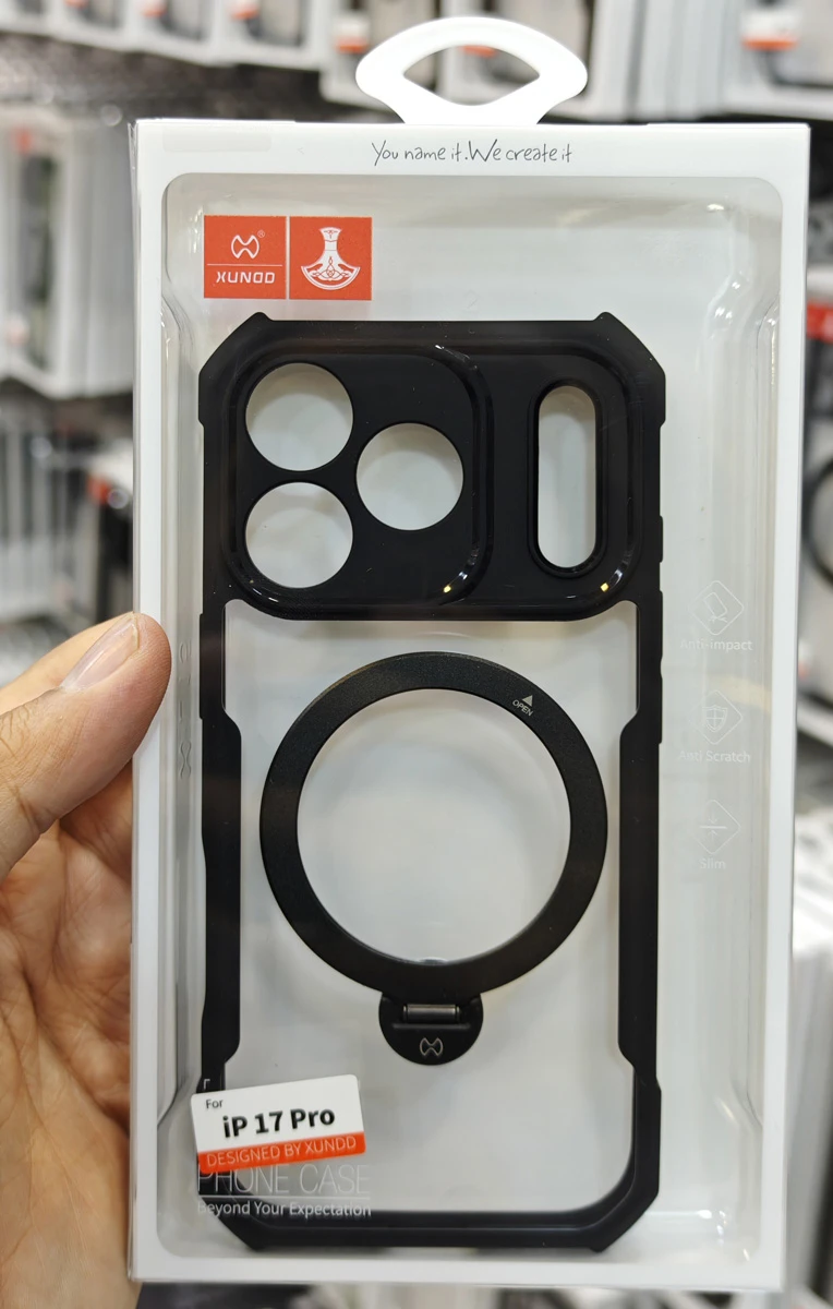 گارد شفاف رینگ استند مگ سیف iPhone 17 Pro مارک XUNDD سری Beatle Holder