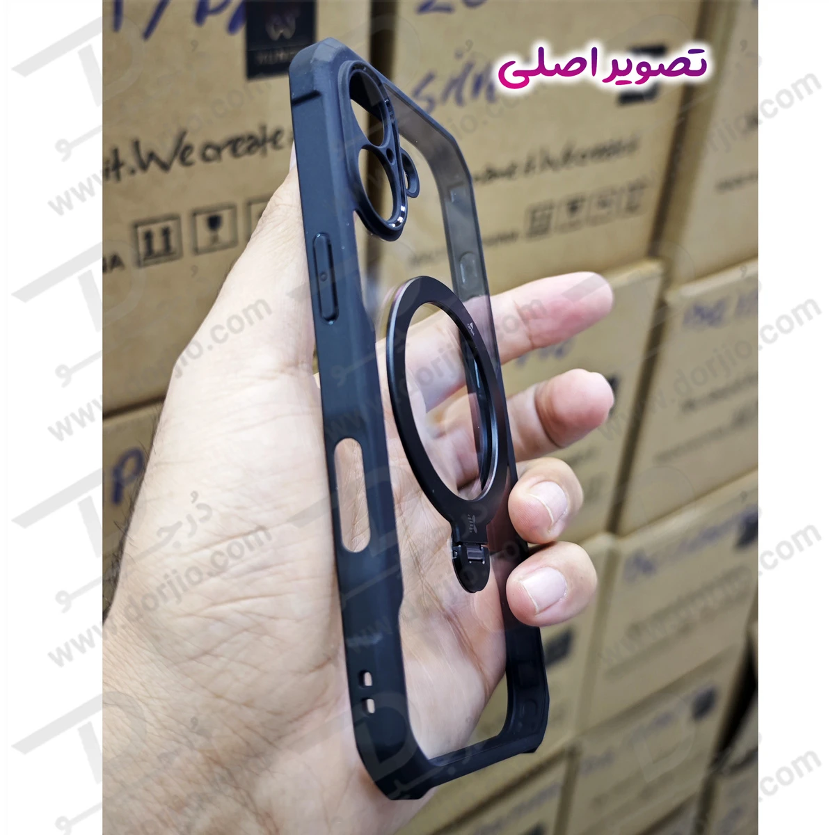 گارد شفاف رینگ استند مگ سیف iPhone 17 مارک XUNDD سری Beatle Holder