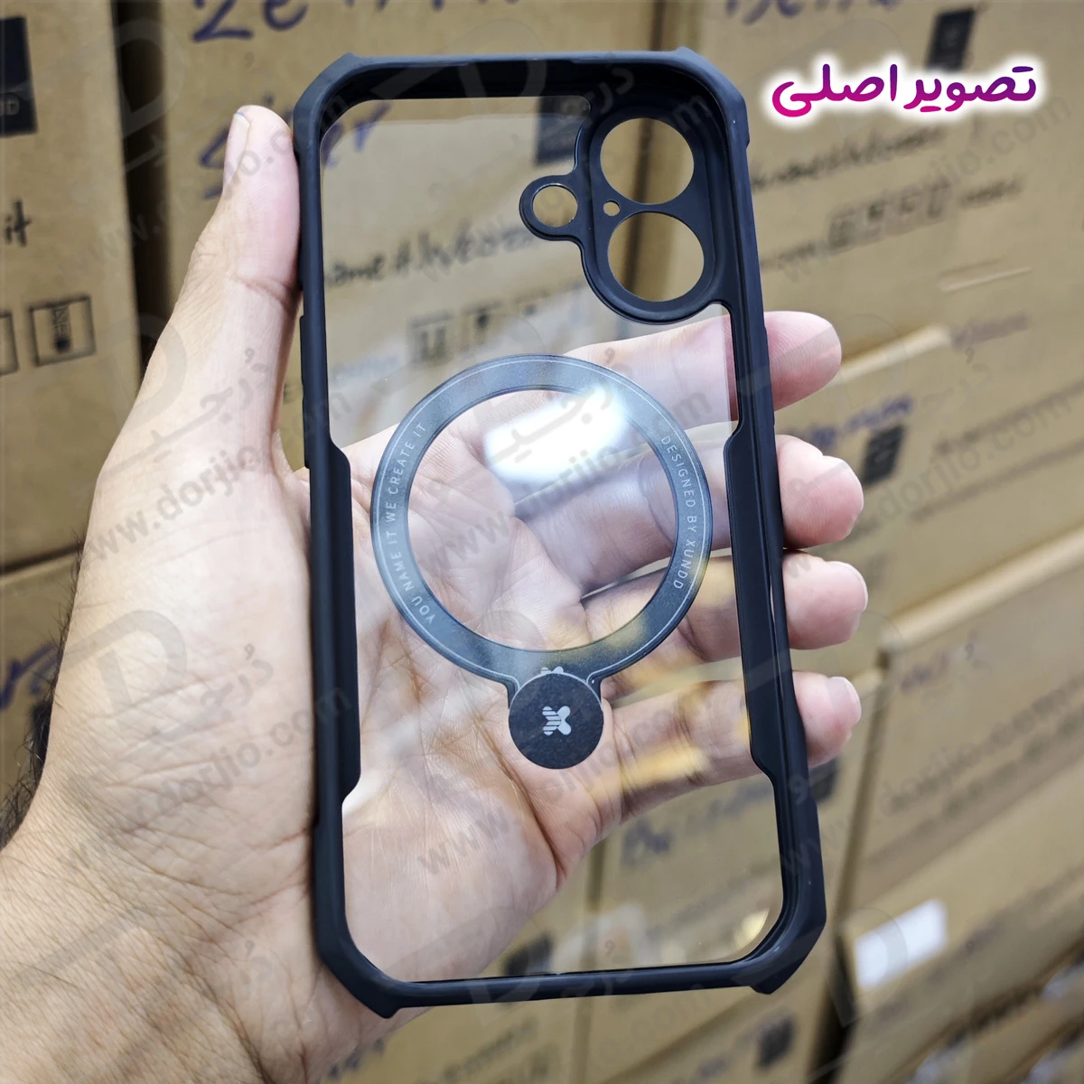 گارد شفاف رینگ استند مگ سیف iPhone 17 مارک XUNDD سری Beatle Holder