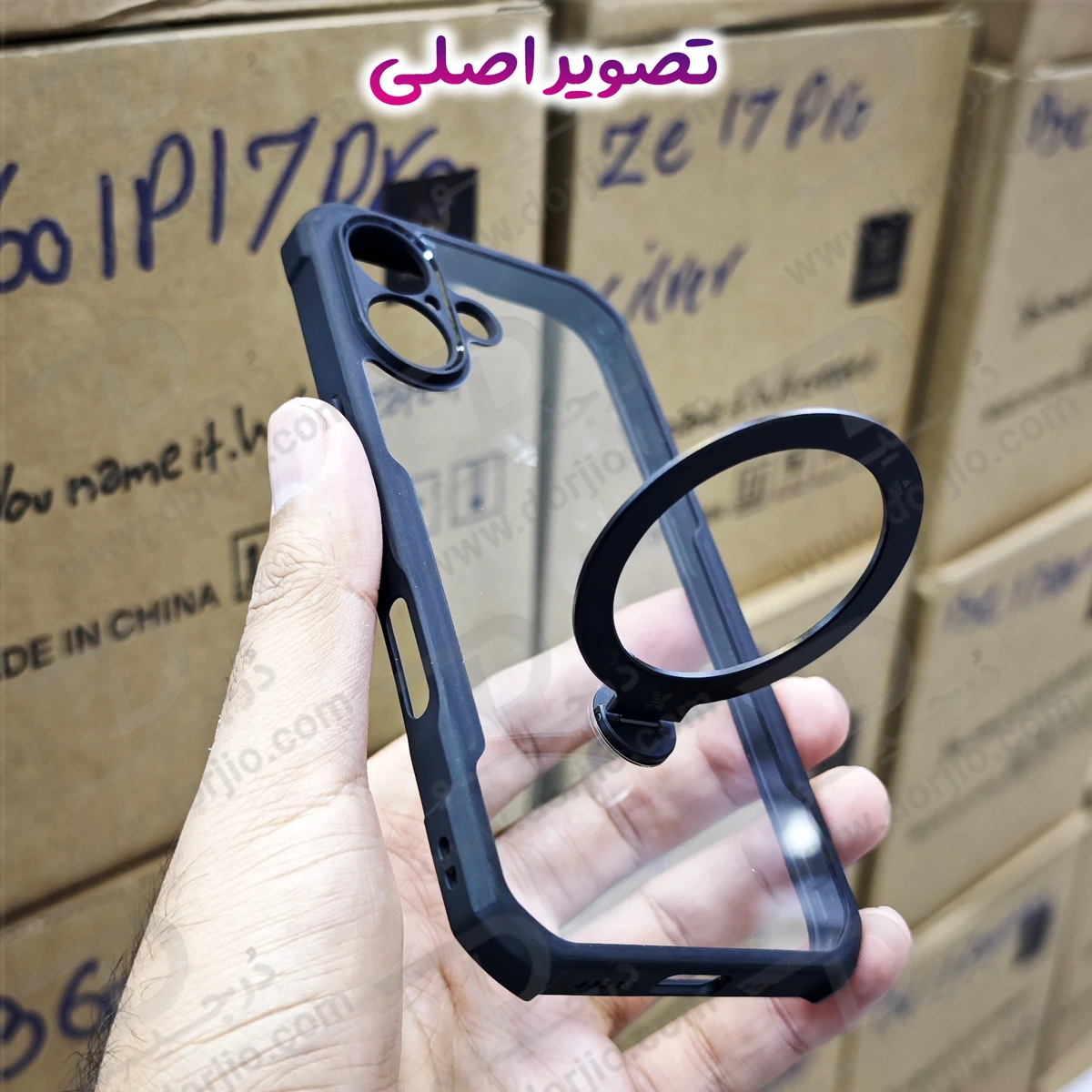 گارد شفاف رینگ استند مگ سیف iPhone 17 مارک XUNDD سری Beatle Holder