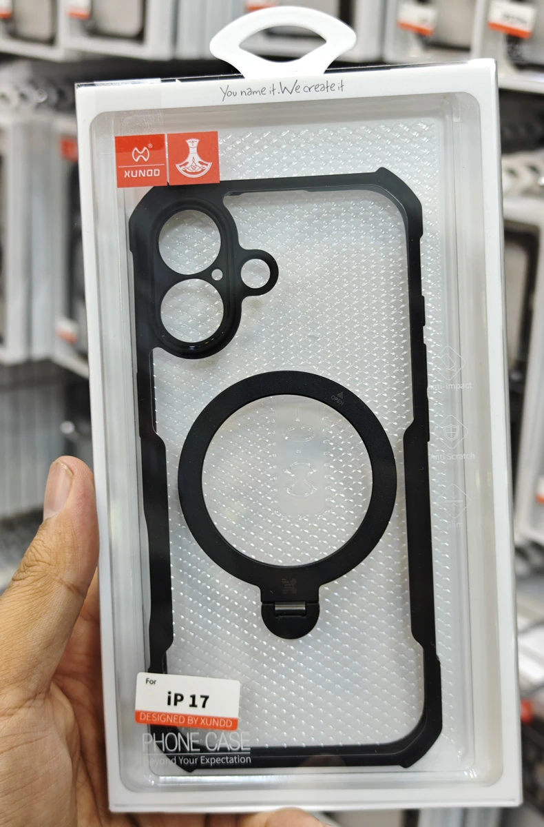 خرید گارد شفاف رینگ استند مگ سیف iPhone 17 مارک XUNDD سری Beatle Holder