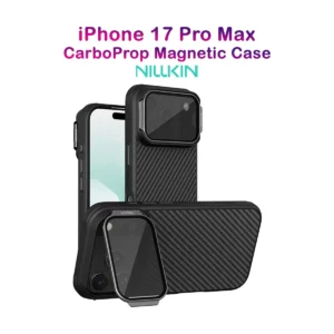 گارد مگنتی کربنی کمرا استند شفاف iPhone 17 Pro Max مارک نیلکین مدل CarboProp