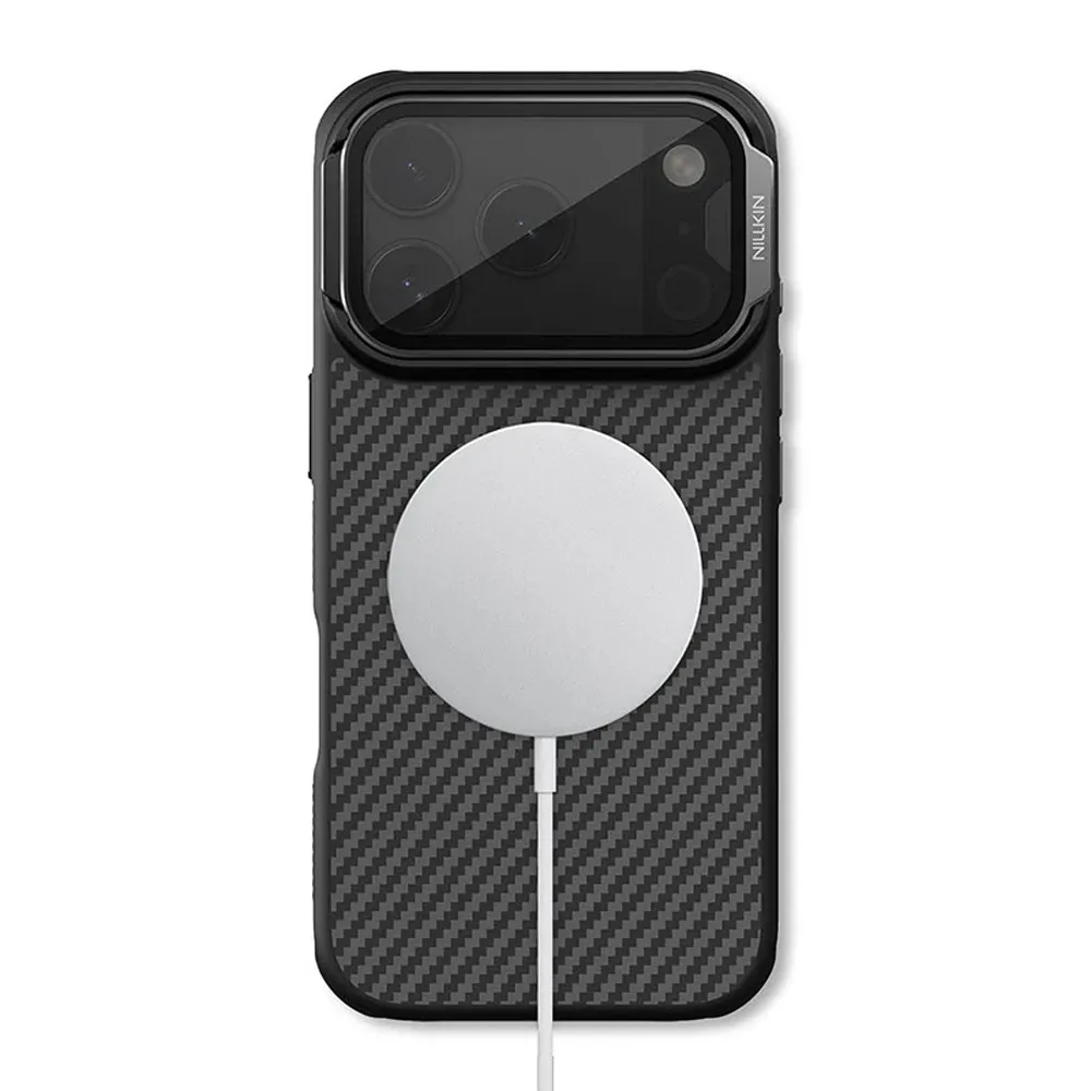 گارد مگنتی کربنی کمرا استند شفاف iPhone 17 Pro Max مارک نیلکین مدل CarboProp