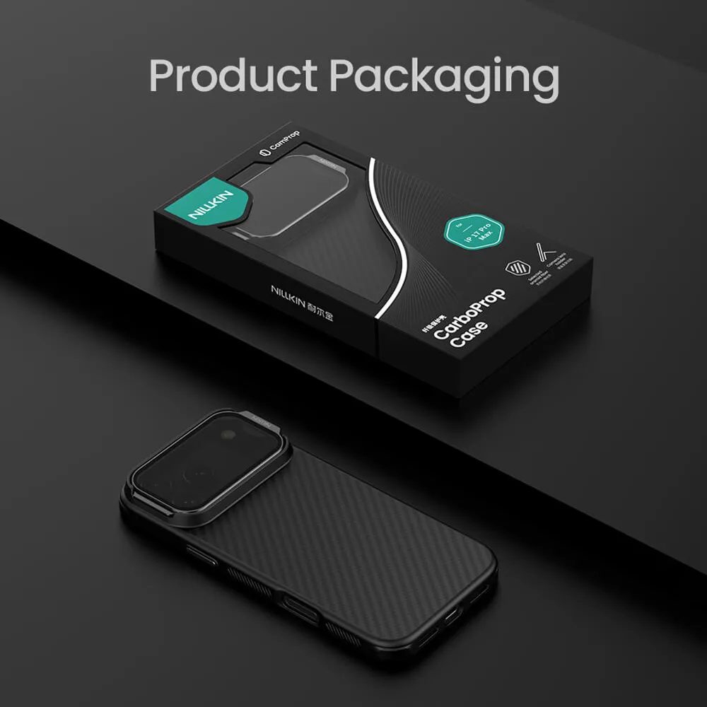 گارد مگنتی کربنی کمرا استند شفاف iPhone 17 Pro مارک نیلکین مدل CarboProp گارد مگنتی کربنی کمرا استند شفاف iPhone 17 Pro مارک نیلکین مدل CarboProp