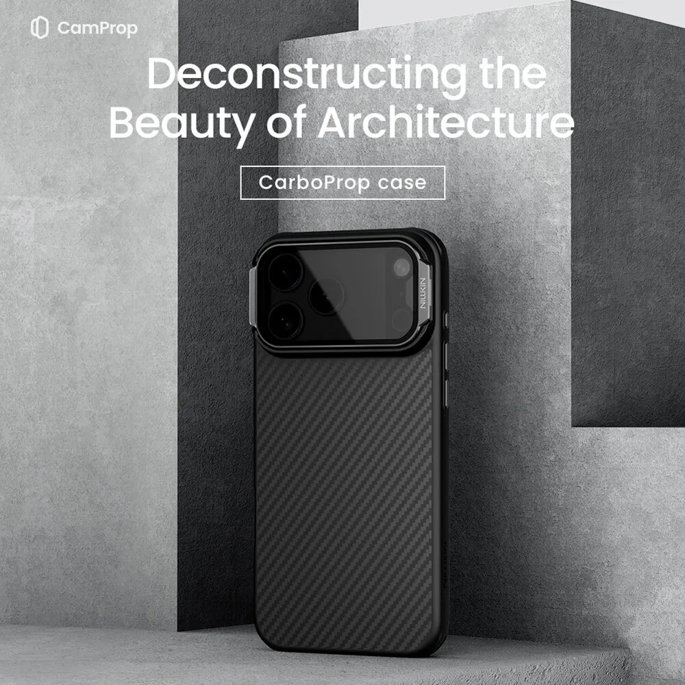 گارد مگنتی کربنی کمرا استند شفاف iPhone 17 Pro مارک نیلکین مدل CarboProp گارد مگنتی کربنی کمرا استند شفاف iPhone 17 Pro مارک نیلکین مدل CarboProp