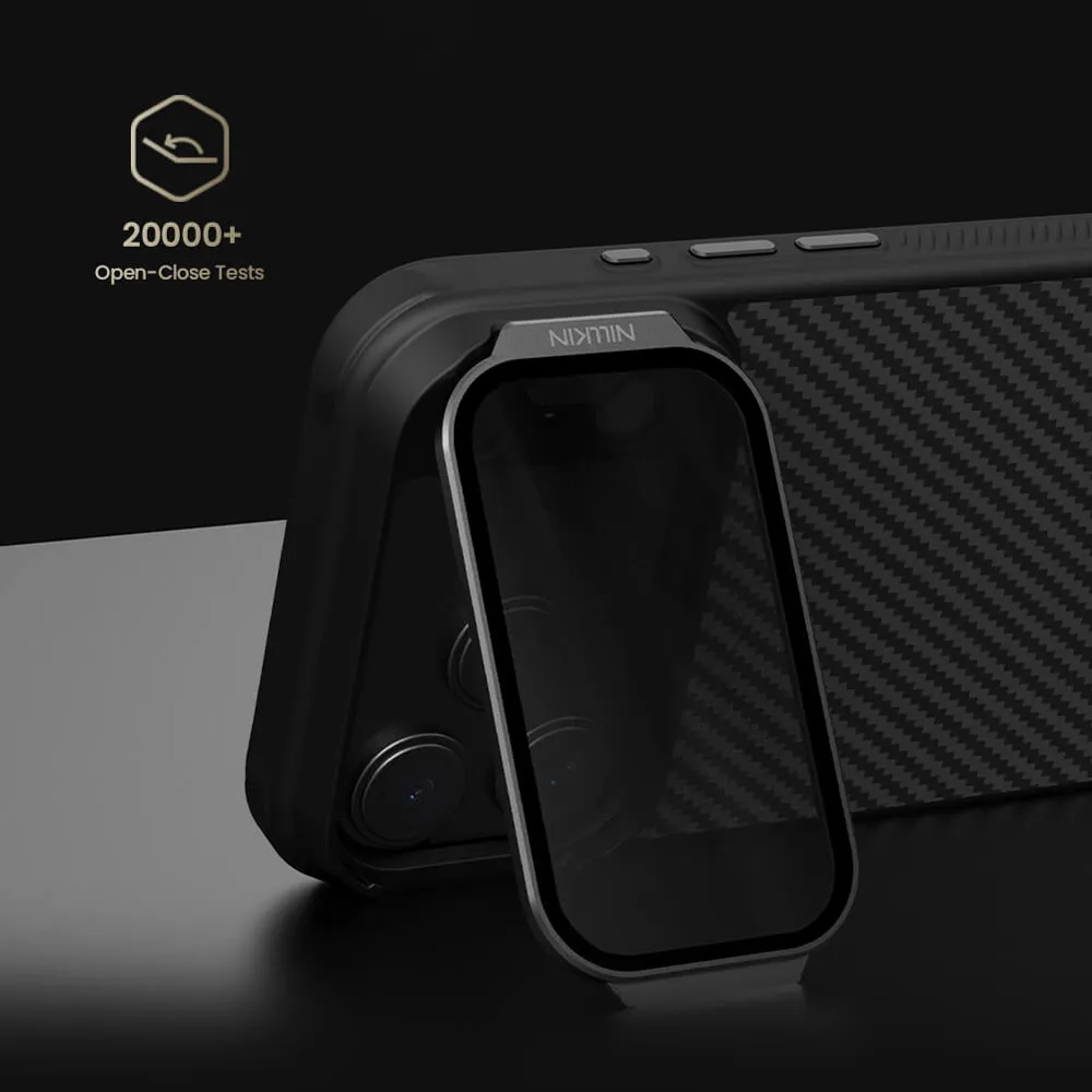 گارد مگنتی کربنی کمرا استند شفاف iPhone 17 Pro مارک نیلکین مدل CarboProp گارد مگنتی کربنی کمرا استند شفاف iPhone 17 Pro مارک نیلکین مدل CarboProp