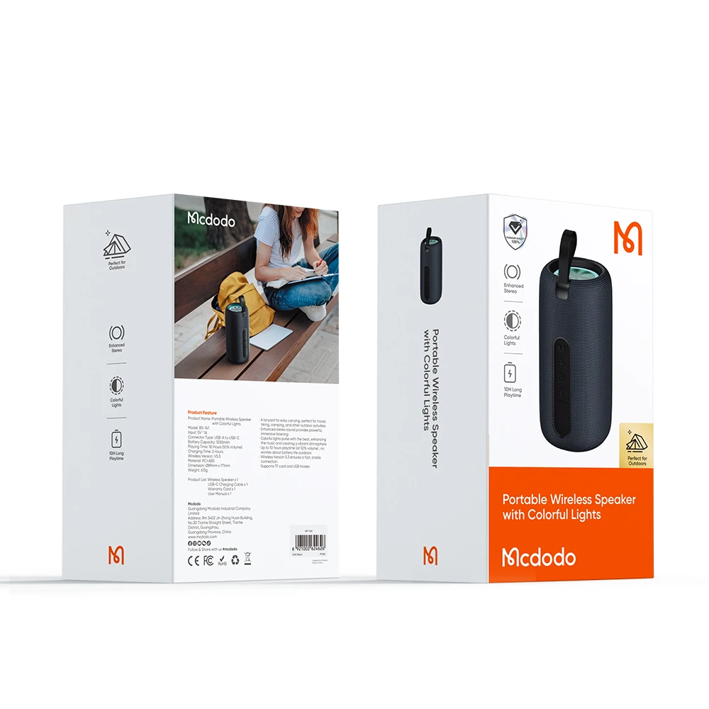 اسپیکر بلوتوثی قابل حمل مک دودو بهمراه رقص نور مدل MCDODO BS-1410