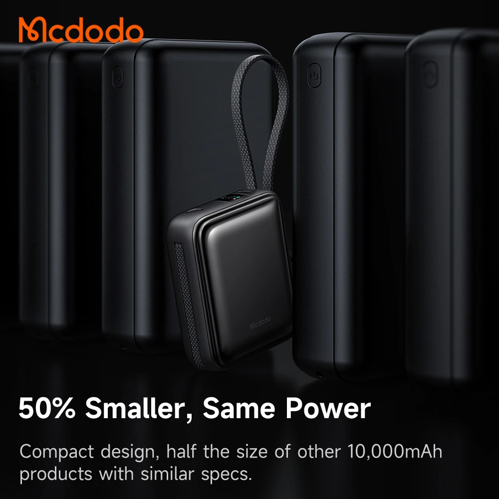 خرید پاور بانک 22.5 وات 10000 میلی‌آمپر با دو کابل متصل Type-C و Lightning برند Mcdodo مدل MC-2550 