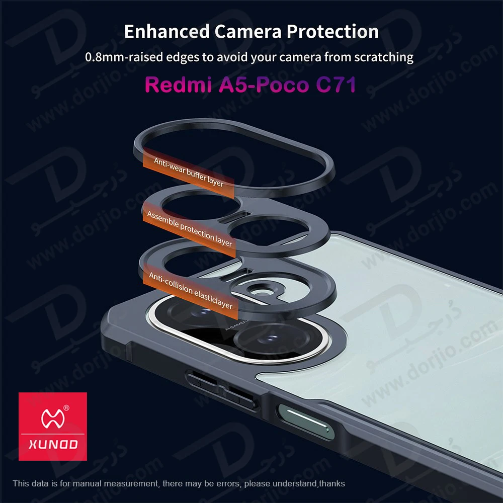 کریستال شیلد شفاف Xiaomi Poco C71 مارک XUNDD سری Beatle