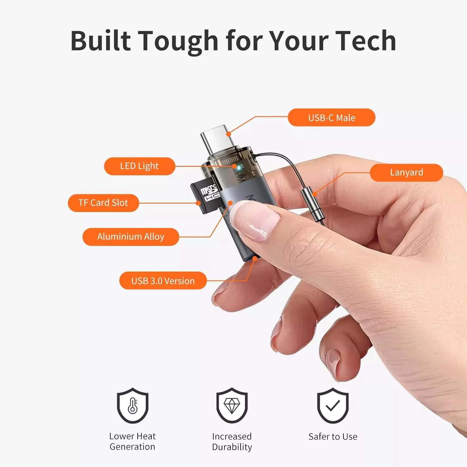مبدل دوکاره مک‌دودو مدل Mcdodo OT-7600 سری USB-C و USB-A با درگاه کارت حافظه