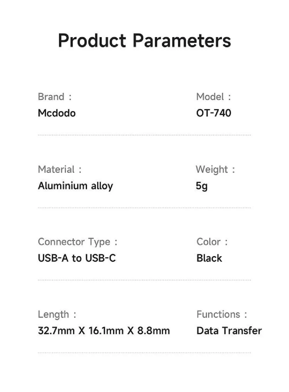 تبدیل OTG پورت 3.0 USB-A به USB-C برند Mcdodo مدل OT-7400