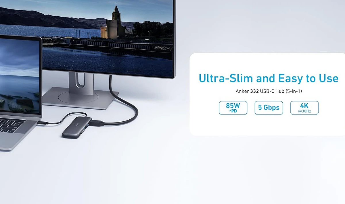 خرید هاب 5 کاره 100 وات 4K مارک Anker مدل A8355 ورودی Type-C