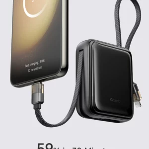 خرید پاور بانک 22.5 وات 10000 میلی‌آمپر با دو کابل متصل Type-C و Lightning برند Mcdodo مدل MC-2550 