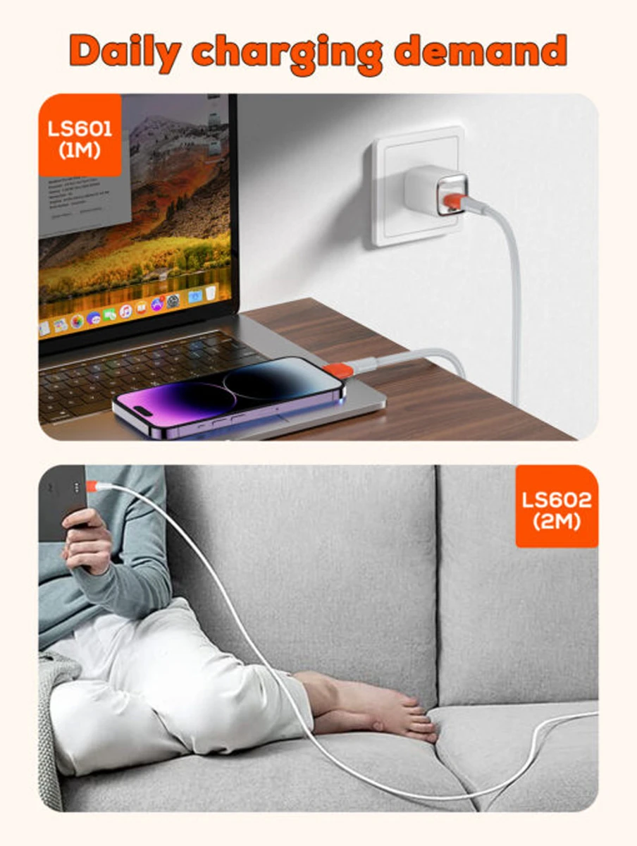 خرید کابل شارژ 30 وات 1 متر USB به Type-C مارک LDNIO مدل LS601