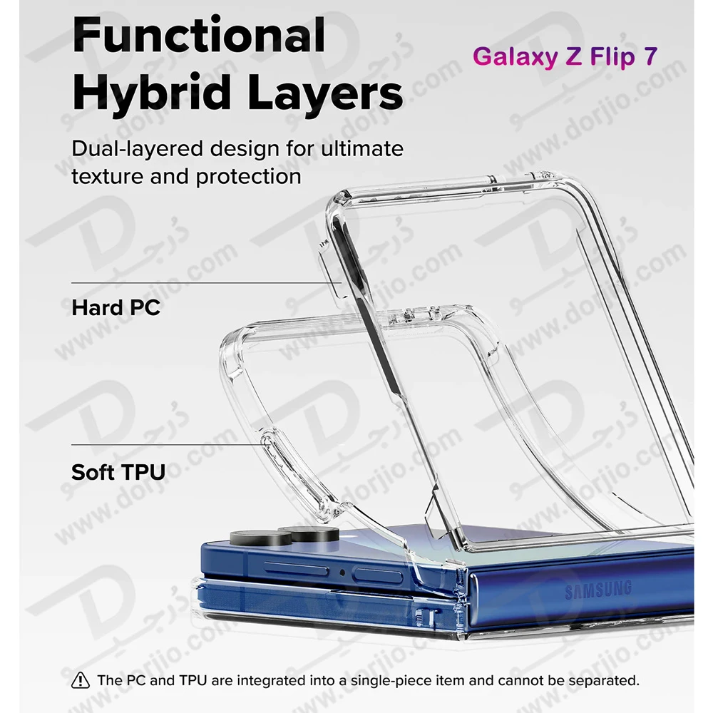 خرید کریستال کاور شفاف ایربگ دار Samsung Galaxy Z Flip 7