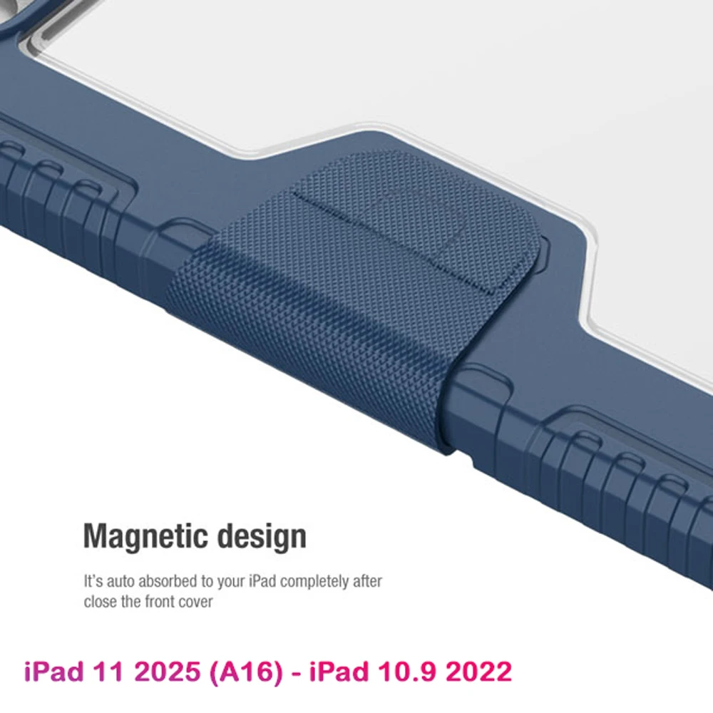 خرید کیف چرمی پشت شفاف ایربگ دار استند تاشو چند زاویه iPad 11 2025 ( A16 ) مارک نیلکین مدل Bumper Pro