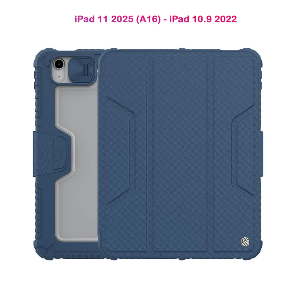 خرید کیف چرمی پشت شفاف ایربگ دار استند تاشو چند زاویه iPad 11 2025 ( A16 ) مارک نیلکین مدل Bumper Pro