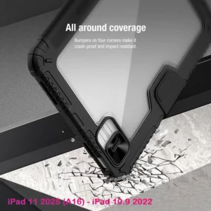 خرید کیف چرمی پشت شفاف ایربگ دار استند تاشو چند زاویه iPad 11 2025 ( A16 ) مارک نیلکین مدل Bumper Pro