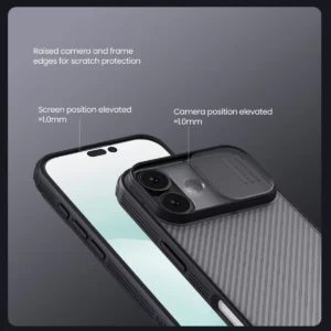 خرید گارد ضد ضربه دودی iPhone 17 مارک نیلکین مدل Camshield Pro Clear