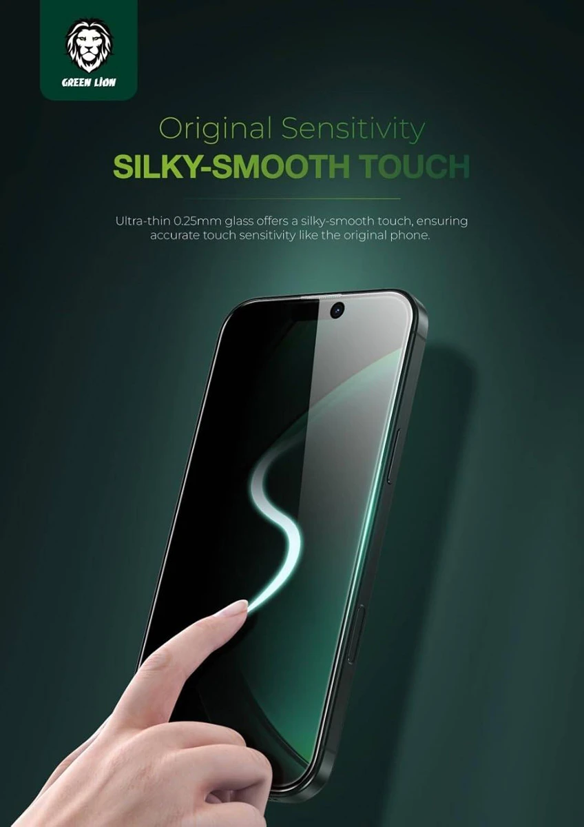 خرید گلس حریم شخصی سیلیکون پلاس iPhone 17 Air مارک Green Lion مدل 3D Silicone Plus