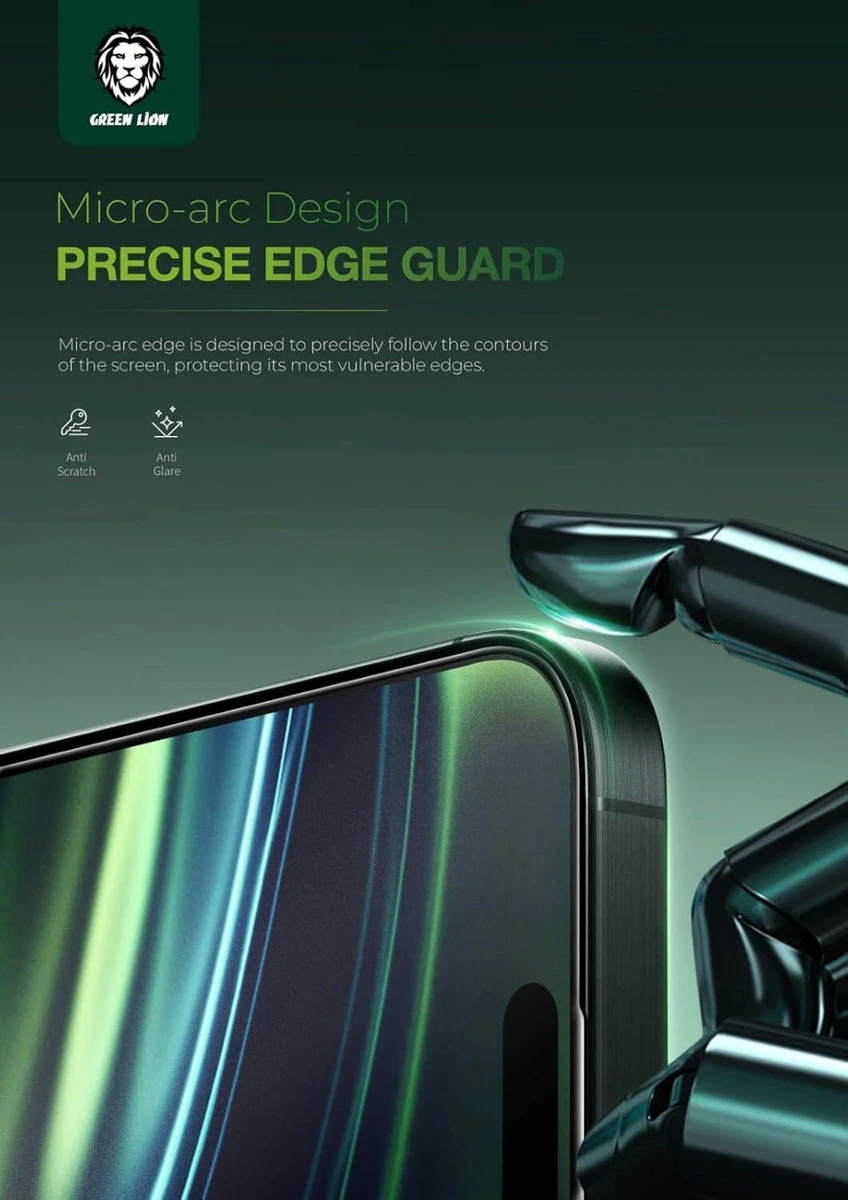 خرید گلس حریم شخصی سیلیکون پلاس iPhone 17 Pro مارک Green Lion مدل 3D Silicone Plus