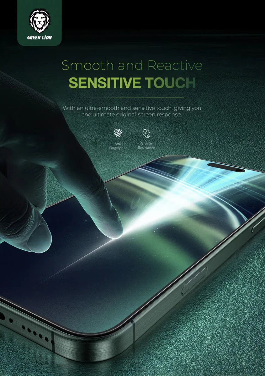 خرید گلس حریم شخصی سیلیکون پلاس iPhone 17 Pro مارک Green Lion مدل 3D Silicone Plus