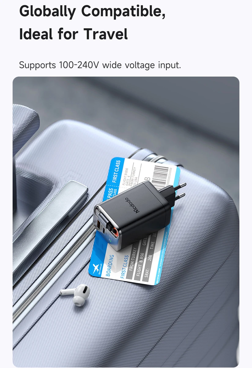 شارژر دیواری 3پورت 67وات با کابل متصل Type-C مارک Mcdodo مدل CH-4100