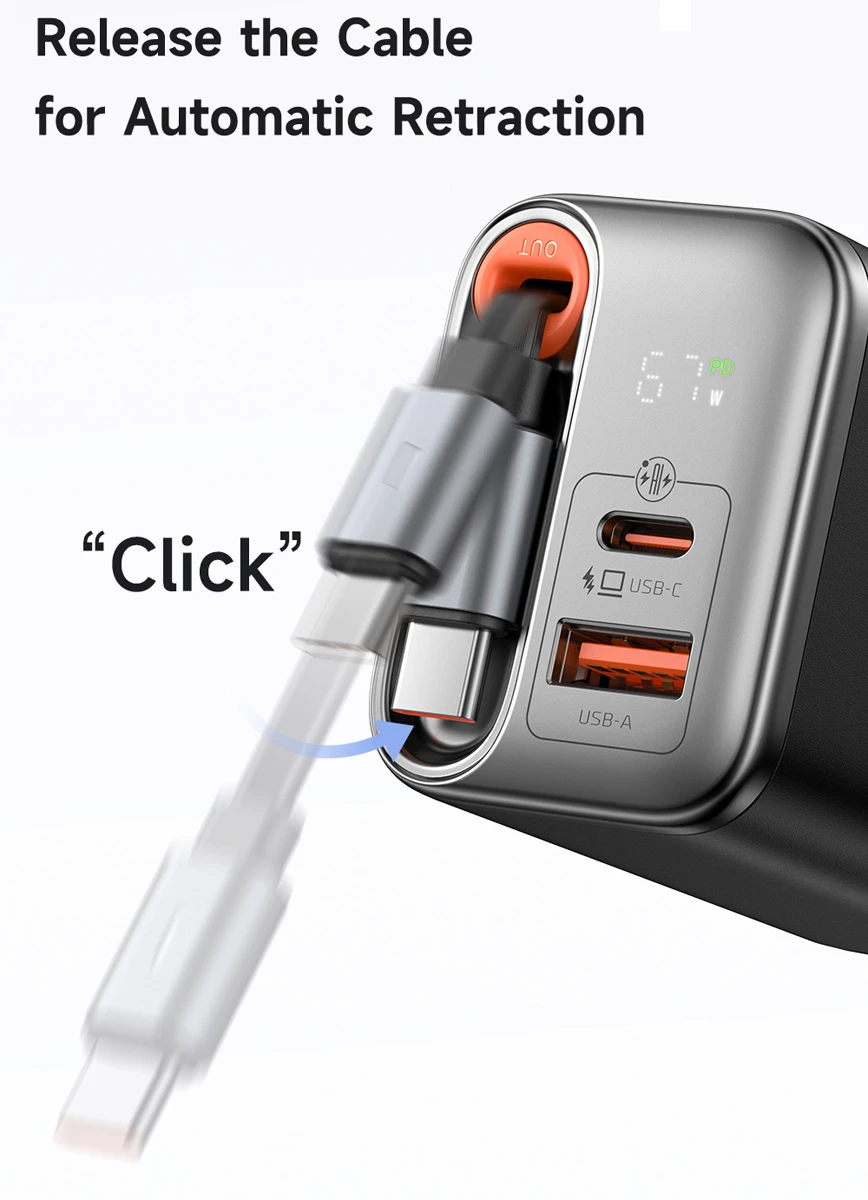 شارژر دیواری 3پورت 67وات با کابل متصل Type-C مارک Mcdodo مدل CH-4100 (6)