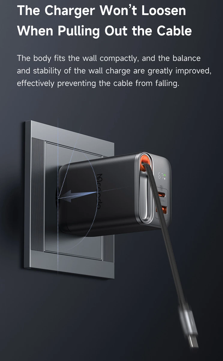 شارژر دیواری 3پورت 67وات با کابل متصل Type-C مارک Mcdodo مدل CH-4100