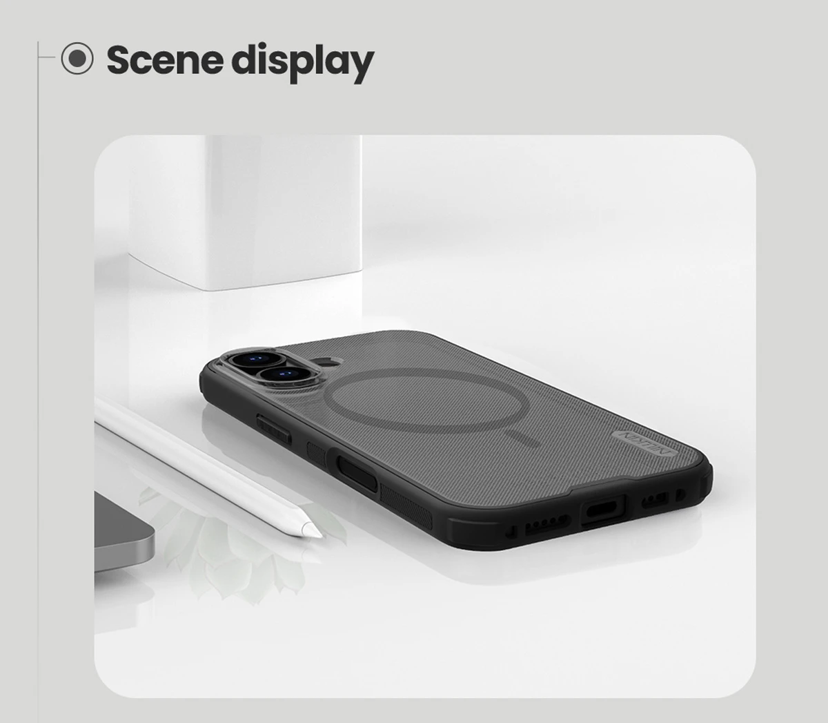 خرید قاب دودی ضدضربه مگ سیف iPhone 17 مارک نیلکین مدل Super Frosted Shield Pro Clear Magnetic