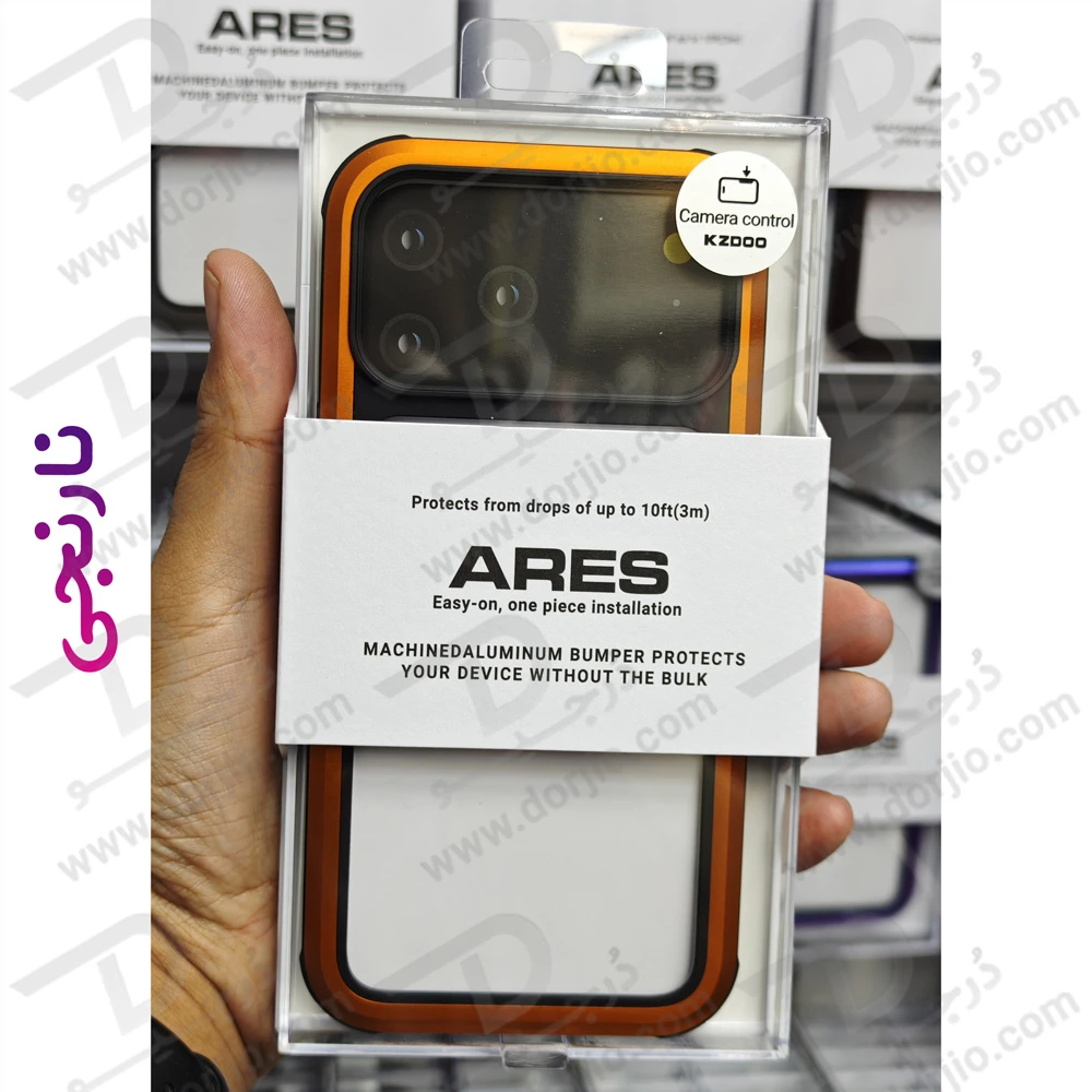 قاب شفاف فریم فلزی iPhone 17 Pro Max مدل Ares مارک KZDOO
