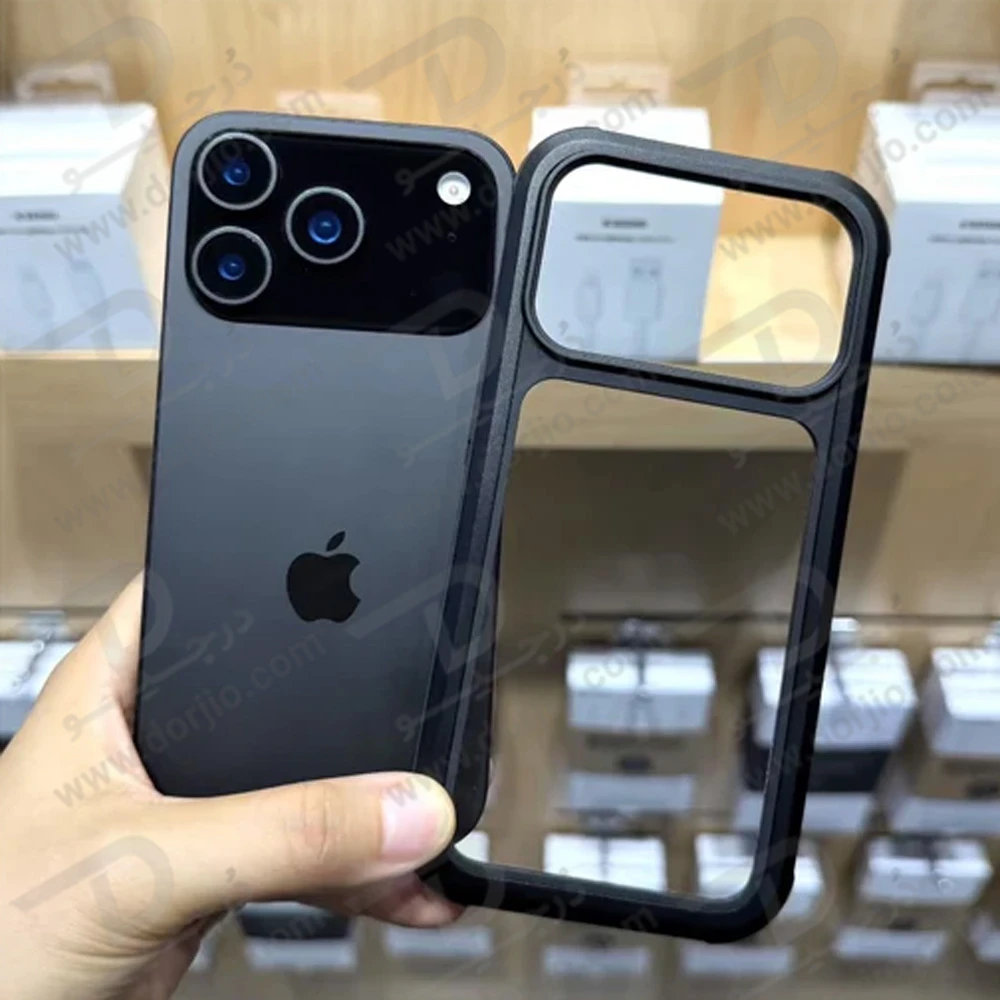 قاب شفاف فریم فلزی iPhone 17 Pro Max مدل Ares مارک KZDOO قاب شفاف فریم فلزی iPhone 17 Pro Max مدل Ares مارک KZDOO