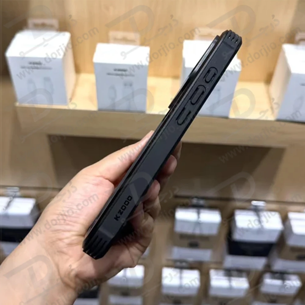 قاب شفاف فریم فلزی iPhone 17 Pro Max مدل Ares مارک KZDOO